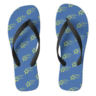 Tongs Motif Étoiles Filantes Bleu Jaune