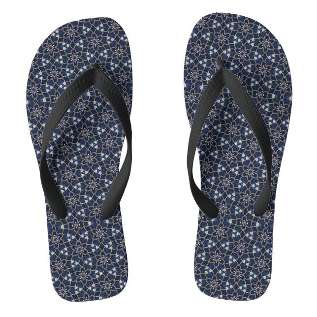 Tongs Motif Fleurs Bleu Minuit (Semelle)