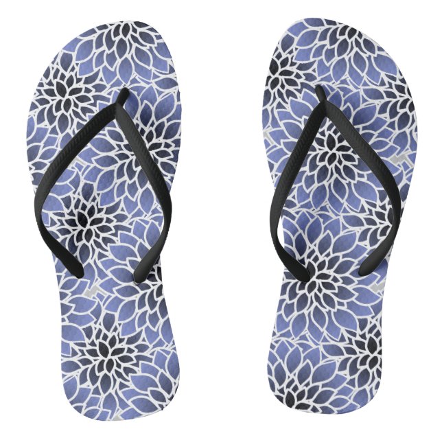 Tongs Motif floral bleu dahlia (Semelle)