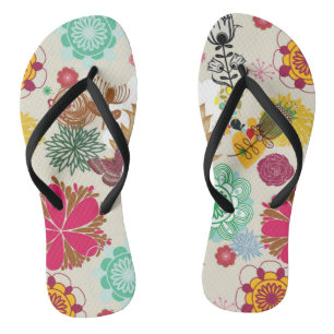 Tongs Motif floral dans le rétro style