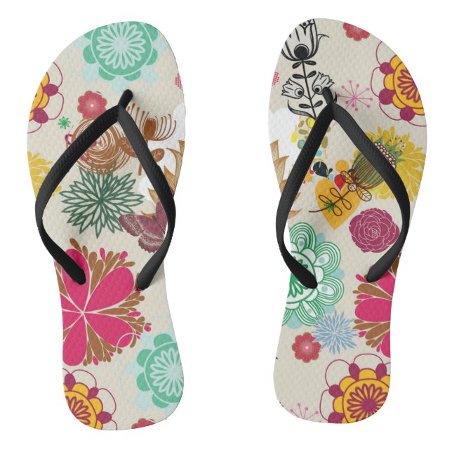 Tongs Motif floral dans le rétro style (Semelle)