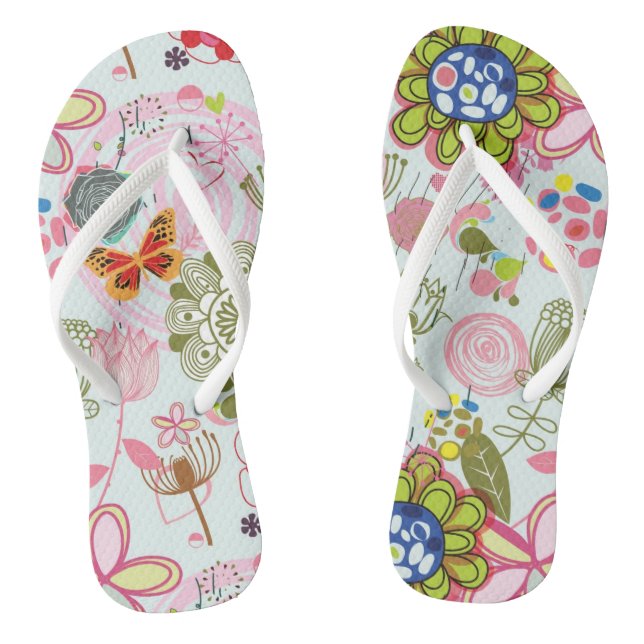 Tongs Motif floral dans le rétro style 2 (Semelle)