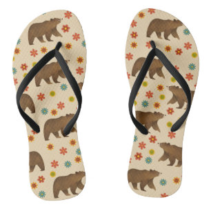 Tongs Motif floral de l'ours