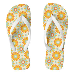 Tongs motif floral fleurs sauvages colorées abstrait