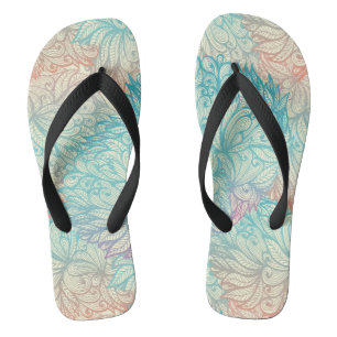 Tongs Motif floral multicolore de griffonnage