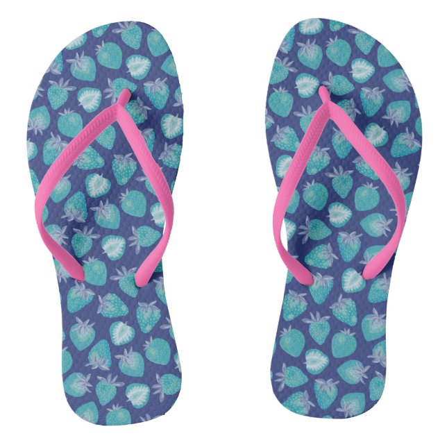 Tongs Motif Fraise Été Bleu Tendance (Semelle)