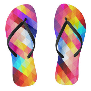 Tongs Motif géométrique abstrait de couleurs vives
