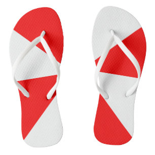 Tongs Motif géométrique moderne blanc et rouge