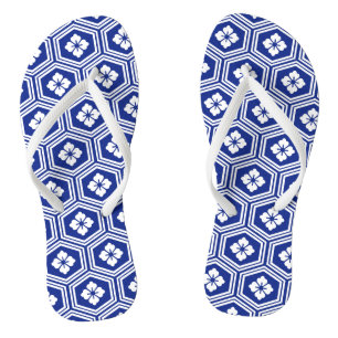 Tongs Motif japonais Kikkō Bleu et blanc