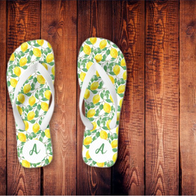 Tongs Motif jaune citron vert blanc (Créateur téléchargé)