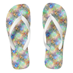Tongs Motif Mandala Blanc sur des Tons de Bijoux Colorés