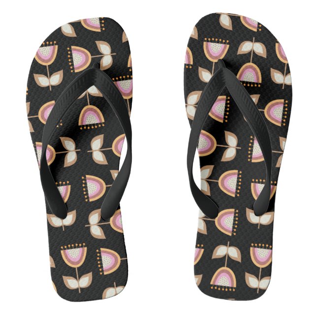 Tongs Motif moderne de jardin à fleurs du milieu du sièc (Semelle)