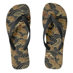Tongs Motif oriental du dragon de mer