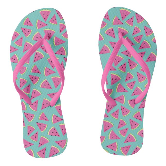 Tongs Motif Pastèque Rose Tropicale d'Été (Semelle)