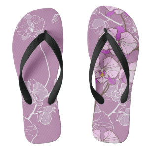 Tongs Motif pourpre d'orchidée
