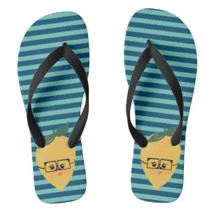 Tongs Motif rayé mignon citron