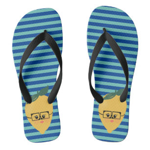 Tongs Motif rayé mignon citron