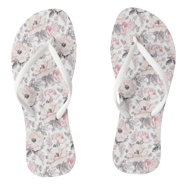 Tongs Motif rose et gris classique (Semelle)