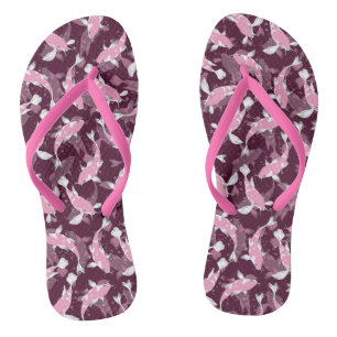Tongs Motif rose et violet - Koi Fish