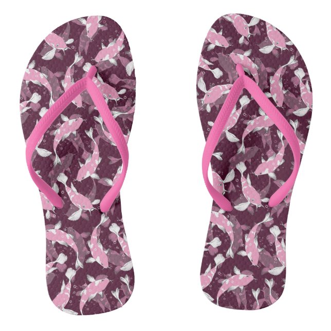 Tongs Motif rose et violet - Koi Fish (Semelle)