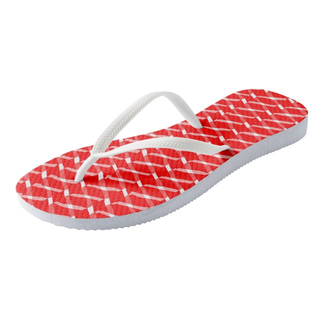Tongs motif rouge et blanc (Incliné)