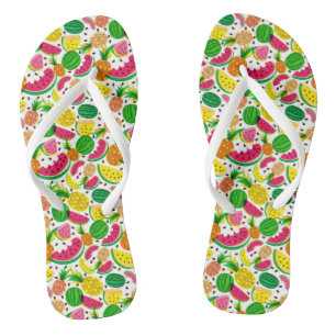 Tongs Motif rouge et jaune de fruit tropical