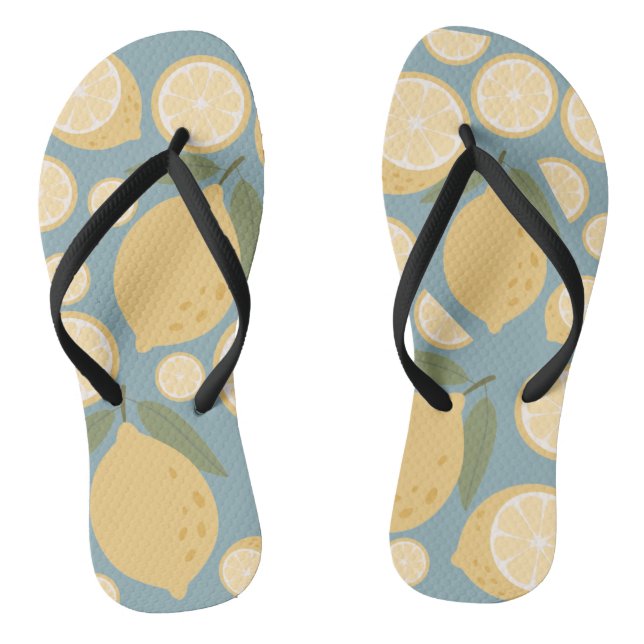 Tongs Motif sans couture de citron jaune (Semelle)