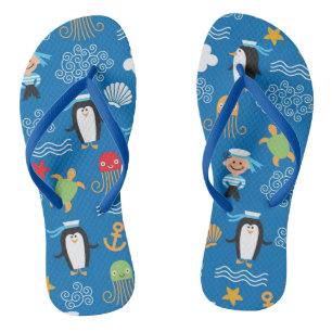 Tongs motif sur le thème de la mer