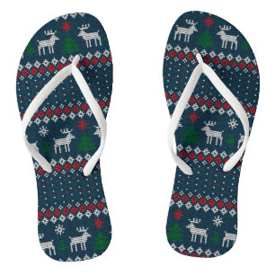 Tongs Motif tricot faux pour Noël avec pull moche