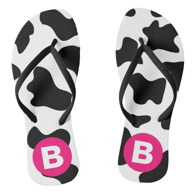 Tongs Motif vache fantaisie patch en rose monogramme (Semelle)