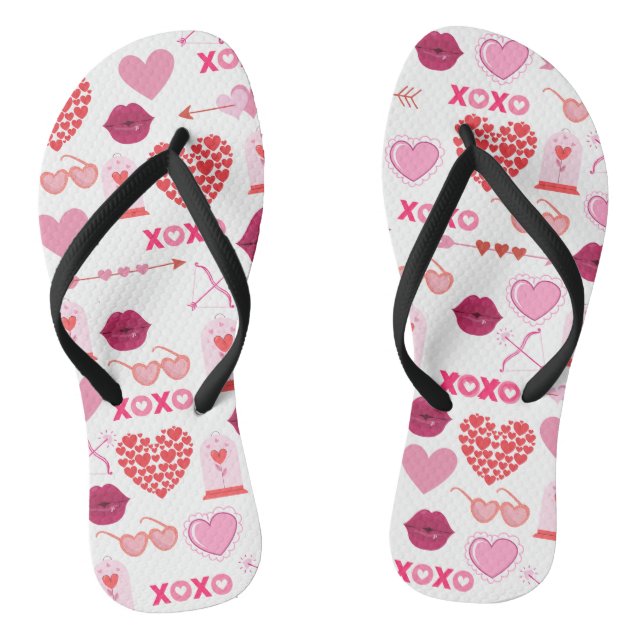 Tongs Motif Valentine`s Day 2024 Arrière - plan avec coe (Semelle)