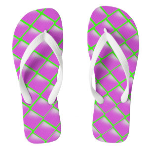 Tongs Motif violet et vert citron
