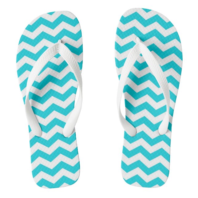 Tongs Motif White and Aqua Zig Zag (Semelle)
