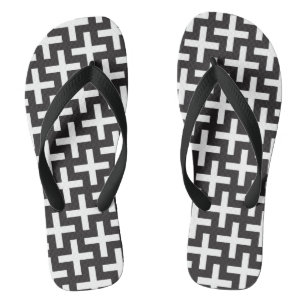 Tongs motifs b&w fabriqués avec le signe "plus"