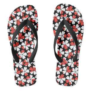 Tongs Motifs de fleurs blanches rouges mignonnes 
