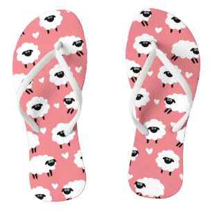 Tongs Moutons et Coeurs - Rose