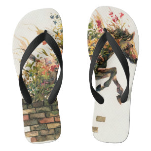 Tongs Nature Botanique Cheval Floral Jumping
