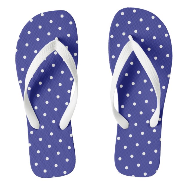 Tongs Nautical Fun White Polka Dots On Royal Navy Blue (Semelle)
