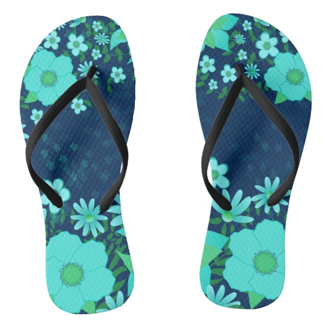 Tongs Navy Et Turquoise Tropical Vibe (Semelle)