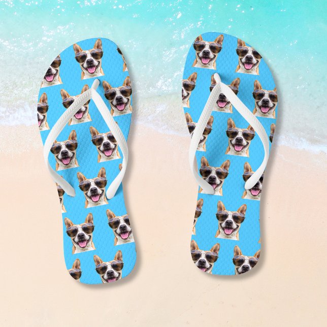 Tongs N'importe quelle couleur drôle photo de chien pers (Any Color Funny Personalized Dog Photo Flip Flops
)