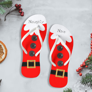Tongs Noël en juillet Père Noël Suit Naughty ou Nice Red