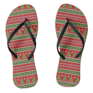 Tongs Noël Rouge Vert Motif Vacances élégantes