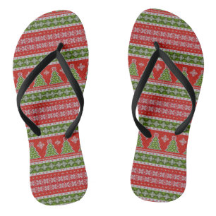 Tongs Noël Rouge Vert Motif Vacances élégantes