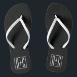 Tongs Noir & Blanc | Initiales de couple<br><div class="desc">Parfait pour un double monogramme ou même un logo. Merci pour votre achat!</div>