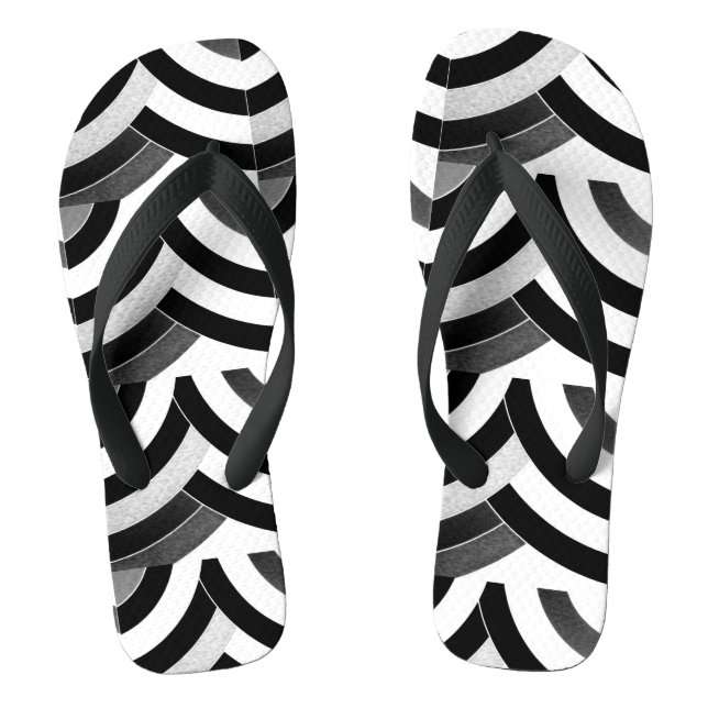 Tongs noir blanc ombre zigzag chevron motif (Semelle)