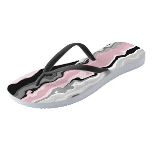 Tongs noir rose et blanc abstrait