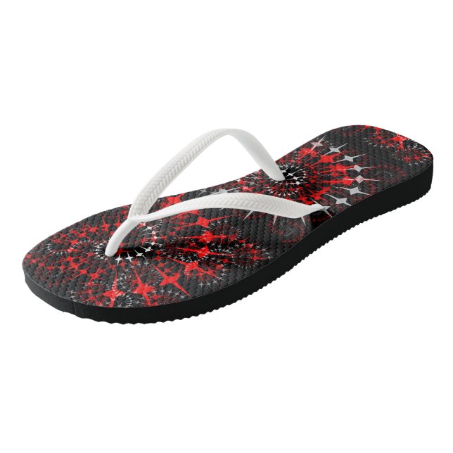 Tongs Noir, Rouge et Blanc Abstrait Géométrique (Incliné)