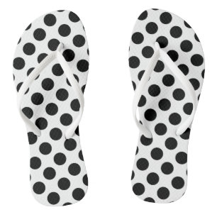 Tongs Noir sur Blanc Grand Taille Pois