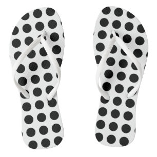 Tongs Noir sur Blanc Grande taille Pois horizontaux