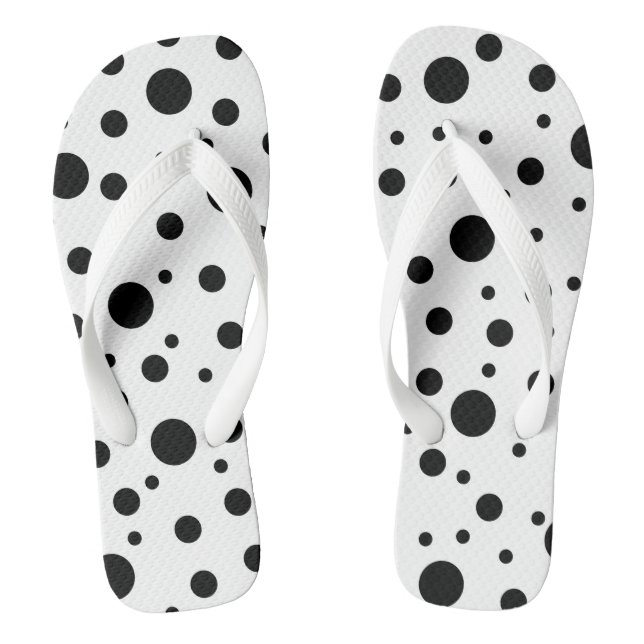 Tongs Noir sur le Motif Polka blanc (Semelle)